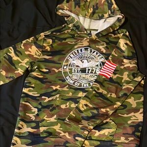 Camouflage Hoodie with USA Graphic